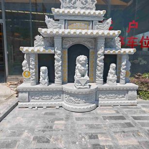 湖北芝麻白中国黑石材套墓 花岗岩墓碑